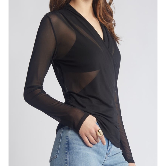 Elegant Black Wrap Top - Picture 6 of 7